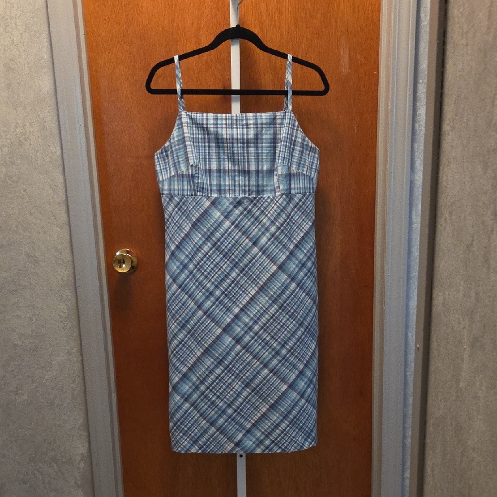 Brooks Brothers Y2K Plaid Slip Dress in Blue Plaid - Size 14